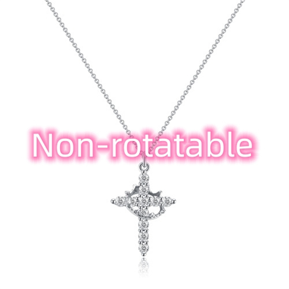 Fashion Jewelry Cross Full Diamond Crown Rotatable Necklace - Stunning & Elegant - Image 2