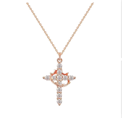 Fashion Jewelry Cross Full Diamond Crown Rotatable Necklace - Stunning & Elegant - Image 10