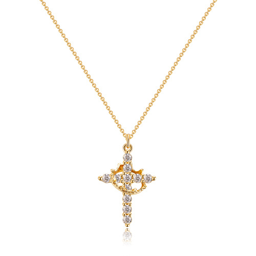Fashion Jewelry Cross Full Diamond Crown Rotatable Necklace - Stunning & Elegant - Image 15