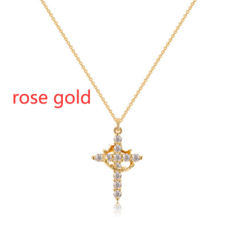 Fashion Jewelry Cross Full Diamond Crown Rotatable Necklace - Stunning & Elegant - Image 17
