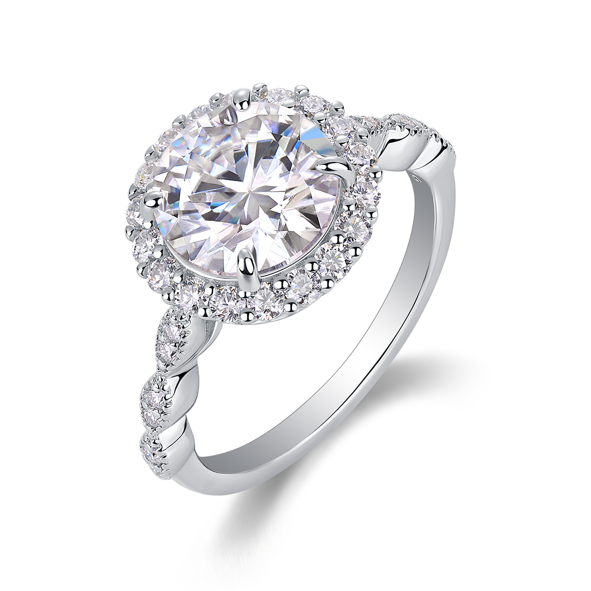 Starlight Shining - Elegant 3-Carat Moissanite Jewelry Ring Set in S925 Sterling Silver & Platinum-Plated Diamond