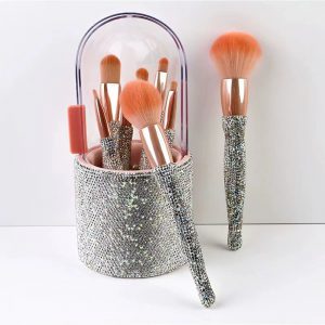 Light Luxury Diamond-Embedded Makeup Brush Set | 8 Premium High-End Brushes