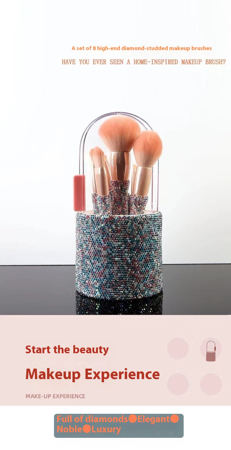 Light Luxury Diamond-Embedded Makeup Brush Set | 8 Premium High-End Brushes - Image 4