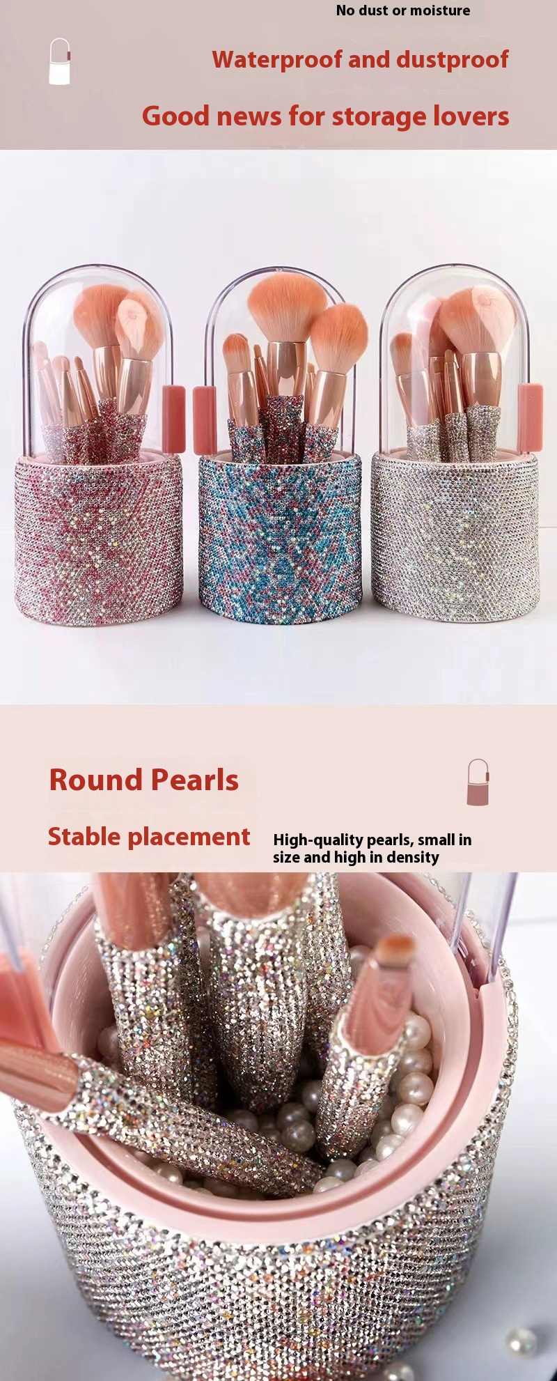 Light Luxury Diamond-Embedded Makeup Brush Set | 8 Premium High-End Brushes - Image 5