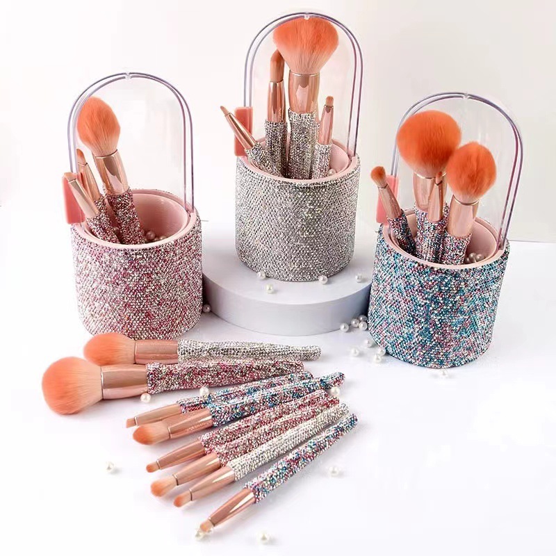Light Luxury Diamond-Embedded Makeup Brush Set | 8 Premium High-End Brushes - Image 8