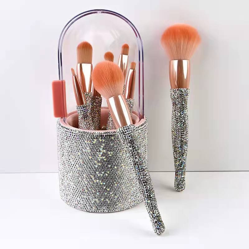 Light Luxury Diamond-Embedded Makeup Brush Set | 8 Premium High-End Brushes - Image 9
