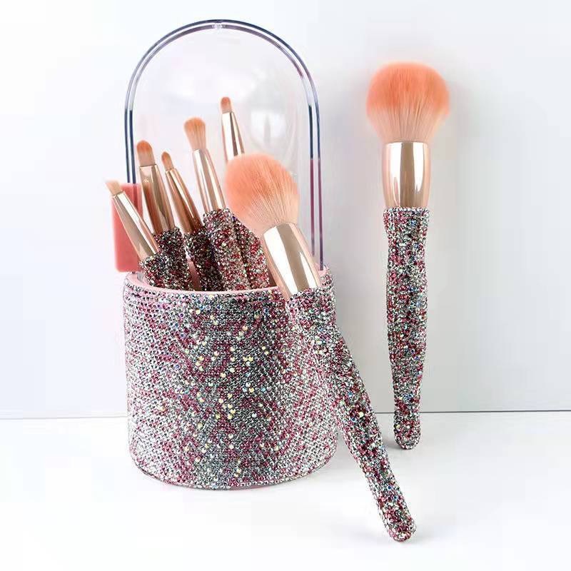 Light Luxury Diamond-Embedded Makeup Brush Set | 8 Premium High-End Brushes - Image 10