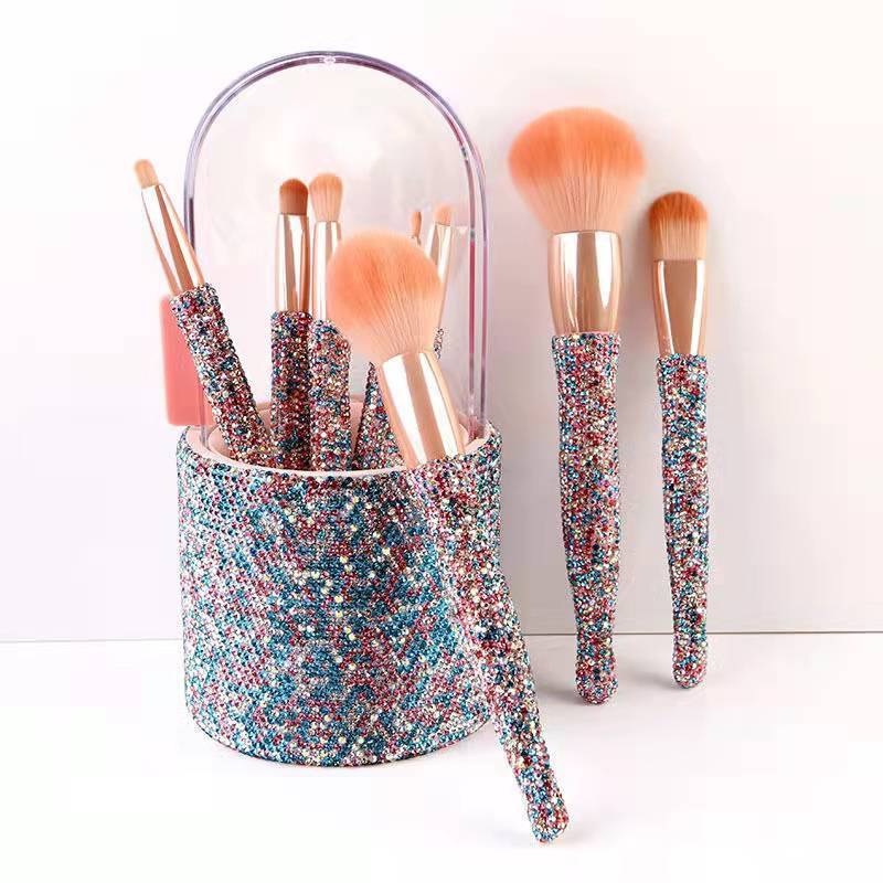 Light Luxury Diamond-Embedded Makeup Brush Set | 8 Premium High-End Brushes - Image 11