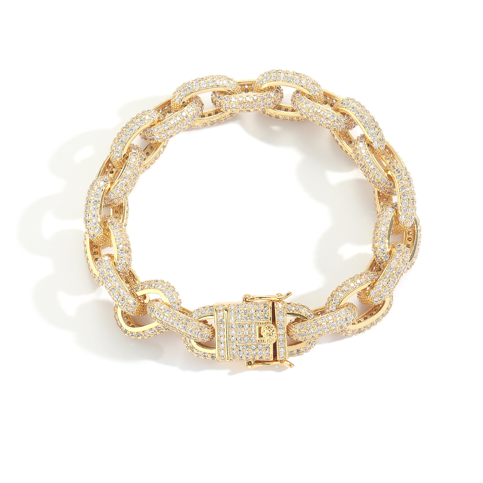 O-Shaped Chain 12mm Zircon Inlaid Men's Bracelet - Stylish & Durable Design - Image 4