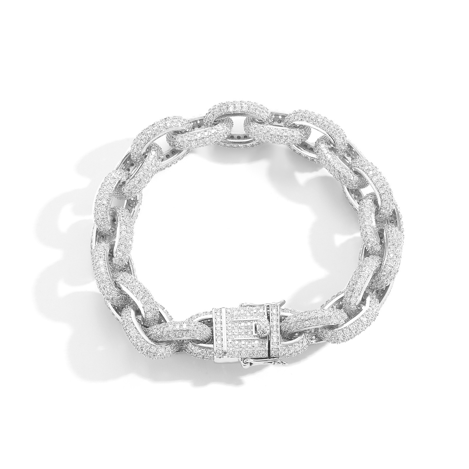 O-Shaped Chain 12mm Zircon Inlaid Men's Bracelet - Stylish & Durable Design - Image 5