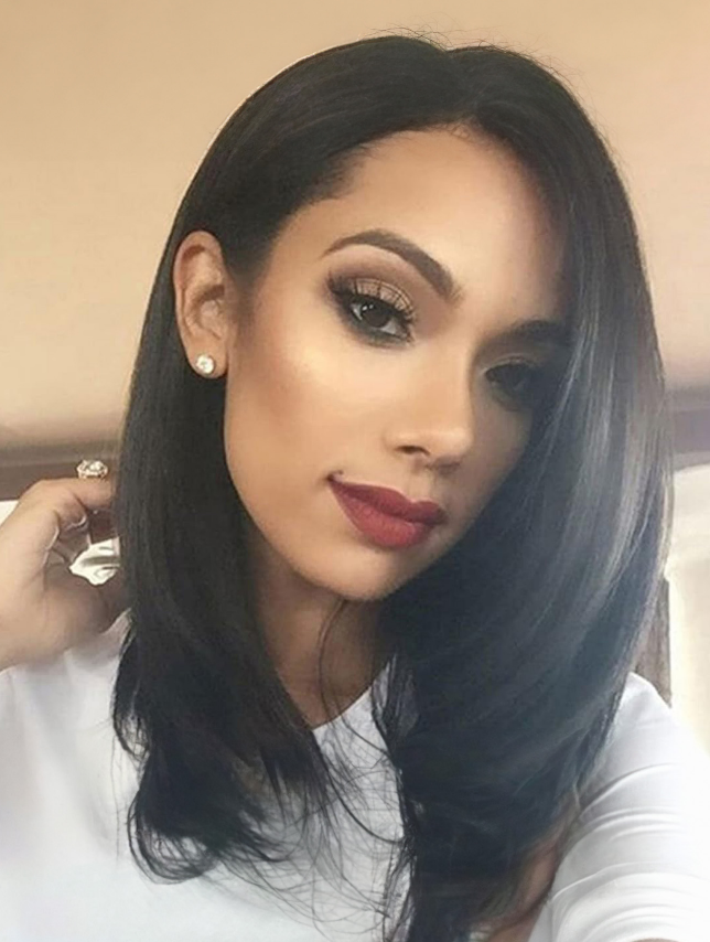 Self-Pickup 14-Inch Shoulder-Length Layered Wigs with Bangs - Black Mix Brown Mid-Length Wavy Hair for Natural Black Women, Heat Resistant Synthetic Hair Replacement Wigs - Image 2