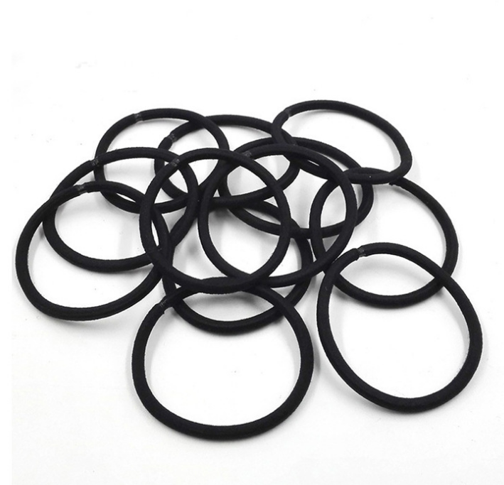 100Pcs Black Elastic Hair Bands - Ponytail Holders, Head Rope Ties & Scrunchies for Kids' Hair Styling Accessories - Image 2