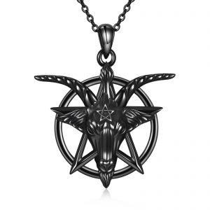 Baphomet Inverted Pentagram Necklace in 925 Sterling Silver - Gothic Jewelry