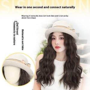 Stylish Summer Hat Wig for Women - Long Hair Fashion Accessory