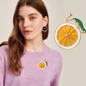 Elegant Lemon Fruit Brooch - Stylish Alloy High-End Accessory