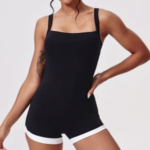 Hollow-out Beauty Back Wide Shoulder Strap Yoga Clothes for Sports, Running, and Fitness – One-piece Design