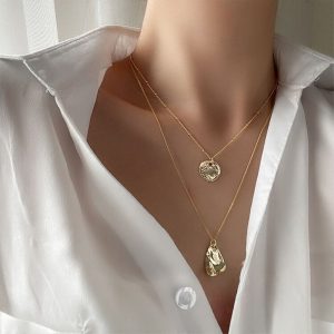 Stylish Multi-layer Clavicle Chain Necklace for Men and Women with Triangle Pendant