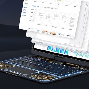 360-Degree Swivel Clear Keyboard Case for iPad Smart Trackpad - Bluetooth-Compatible with Pen Slot