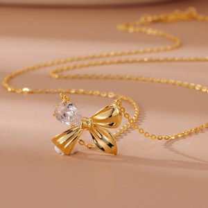 S925 Sterling Silver Bow Pendant Necklace - Elegant and Stylish Jewelry