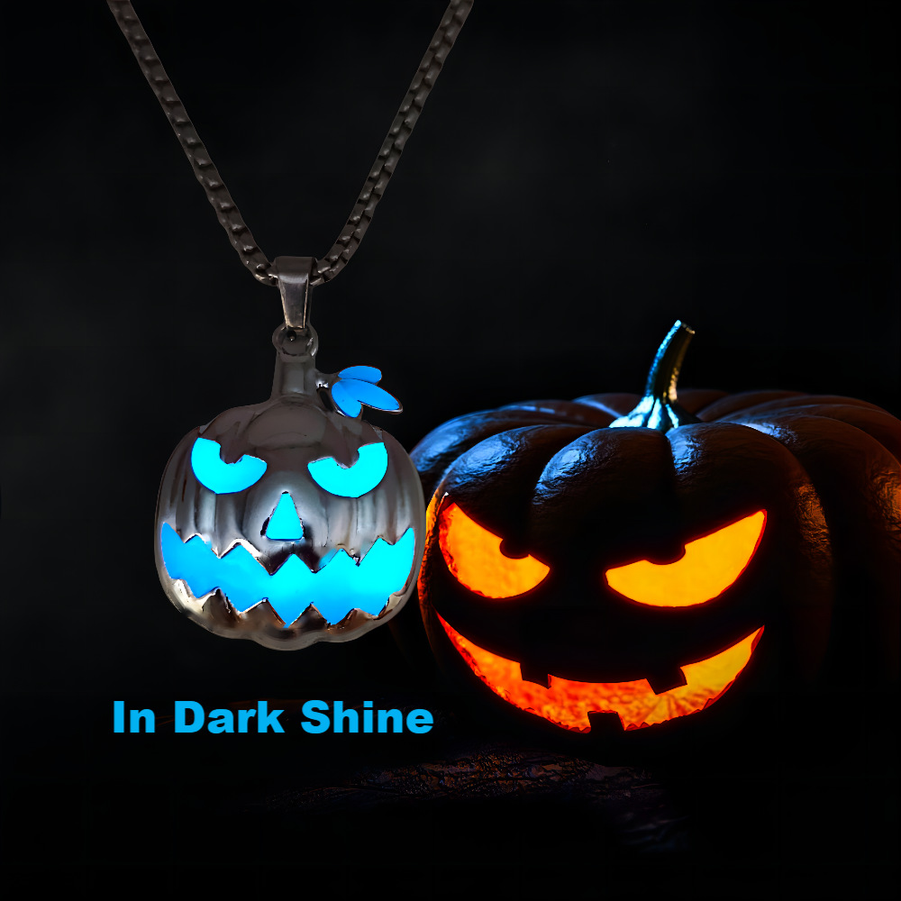 Luminous Halloween Ghost Festival Necklace - Glowing Pumpkin Pendant & Ghost Face Accessory, Perfect Fashion Jewelry Gift - Image 3