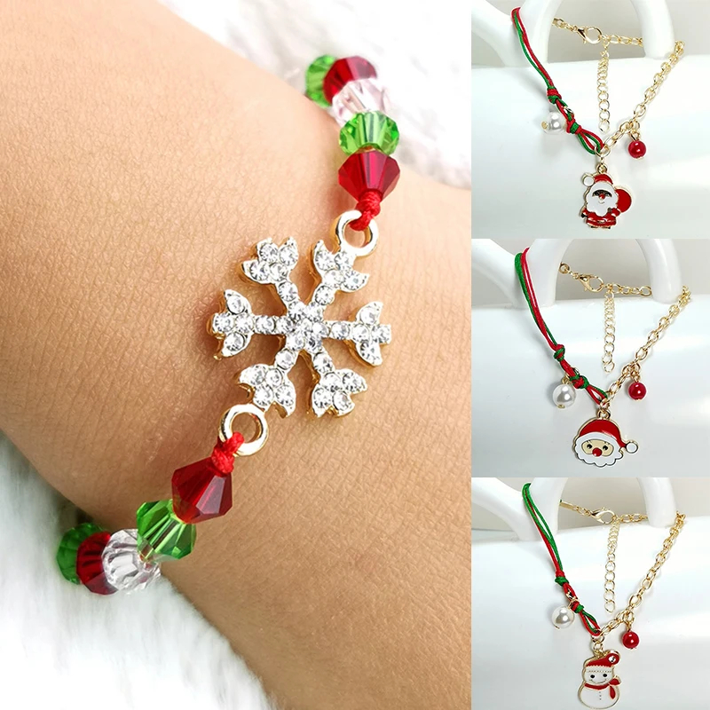 Festive Christmas Snowman Santa Claus Tree Snowflake Elk Bracelet - Charming Holiday Gift for Women, Perfect for New Year Fashion - Image 4