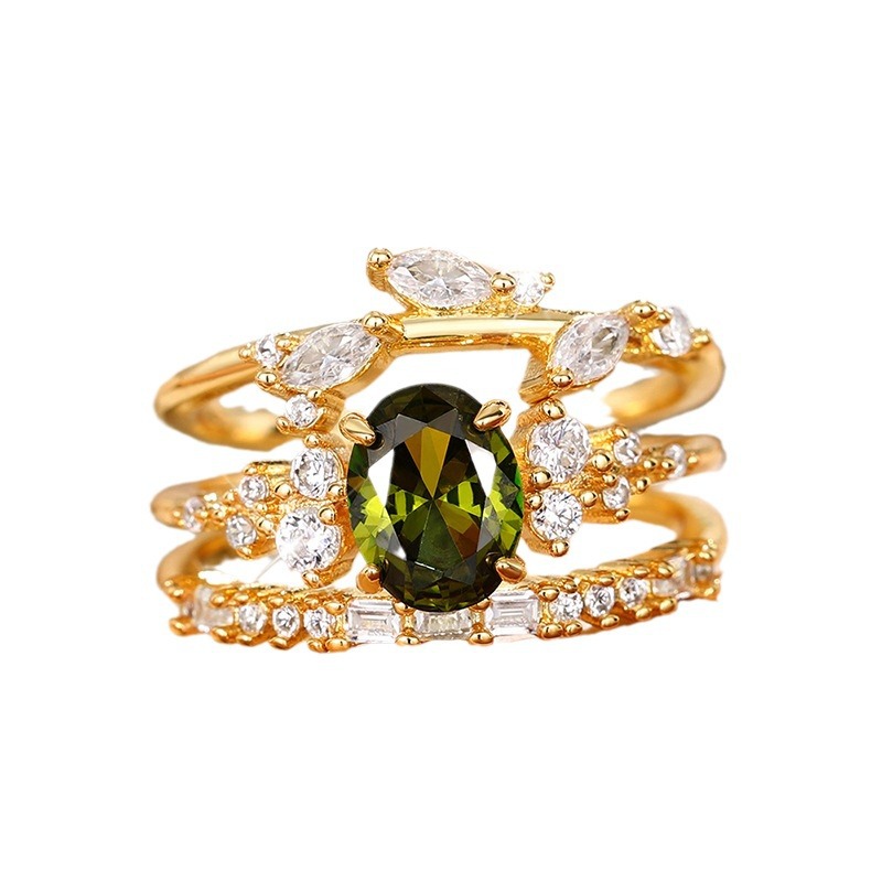 Flower Ring Horse Eye Inlaid Three-Piece Jewelry Set - Elegant & Unique - Image 3