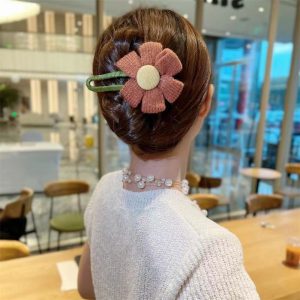 High-End Mori Clip: Large Cloth Flower Hairpin for Elegant Hair Curling at the Back of the Head