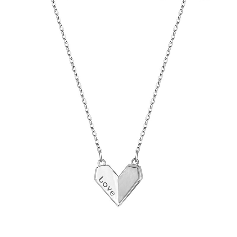 Sterling Silver S925 Heart-shaped White Shell Necklace - Affordable Luxury LOVE Style - Image 5