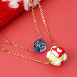 Niche Christmas Luminous Necklace - Double-layer Santa Claus & Tree Bead Jewelry for Women