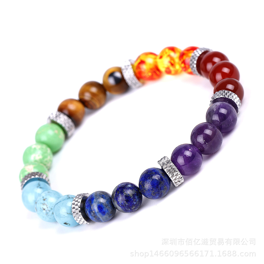 Colorful Chakra Energy Yoga Bracelet Made with Natural Stone - Image 7