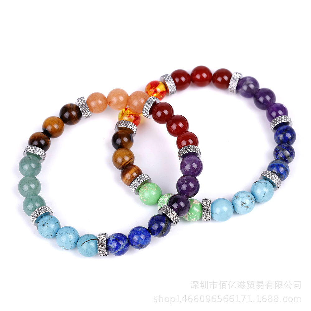 Colorful Chakra Energy Yoga Bracelet Made with Natural Stone - Image 9