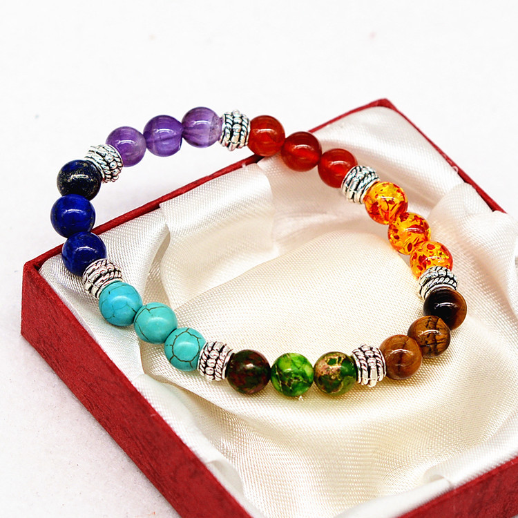 Colorful Chakra Energy Yoga Bracelet Made with Natural Stone - Image 14