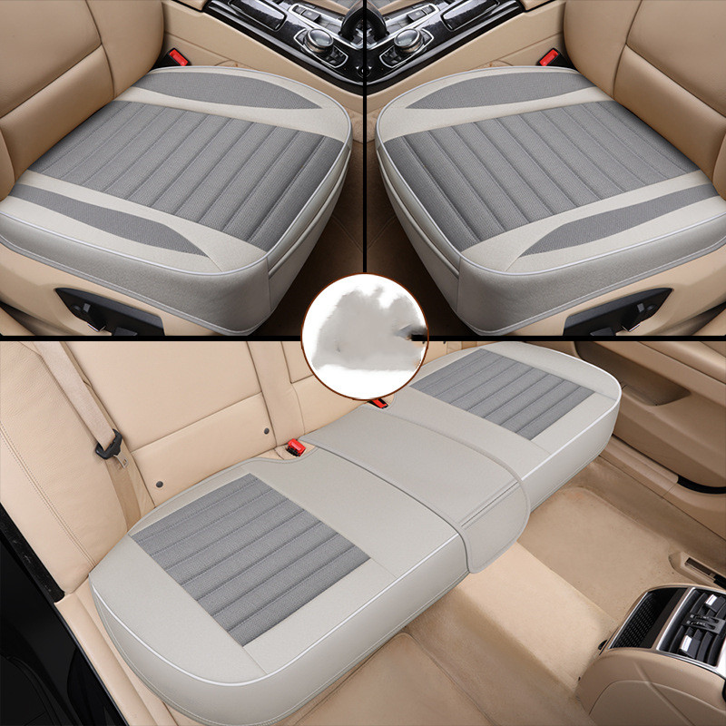 Three-Piece Car Seat Cushion Set - New Linen Cushion Cover Without Backrest - Image 2
