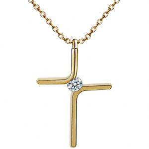 Stylish Cross Pendant Necklace - Simple Design in Titanium Steel Plating