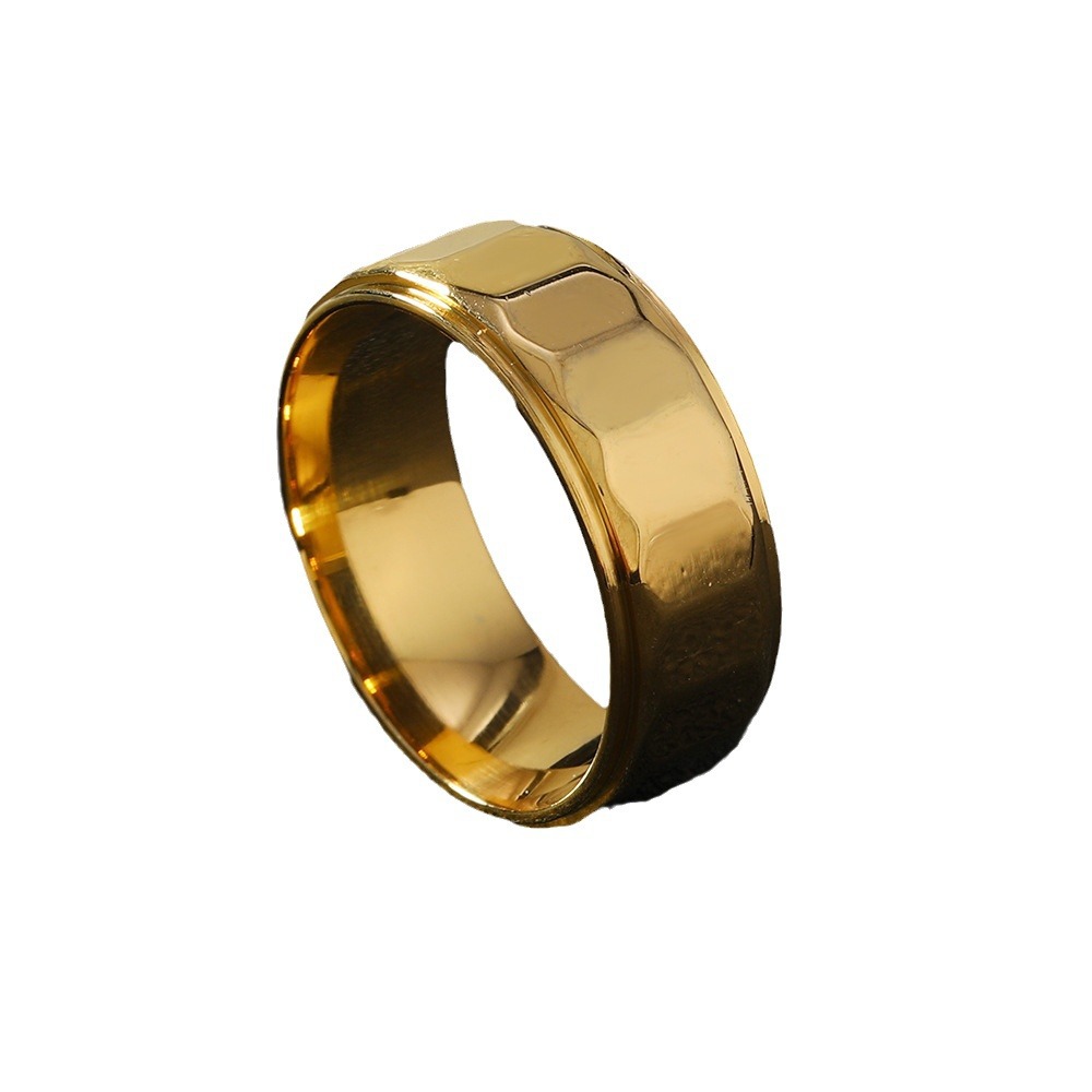 Stylish 8mm Stainless Steel Ring with Simple Grinding Polygon Design - Image 2