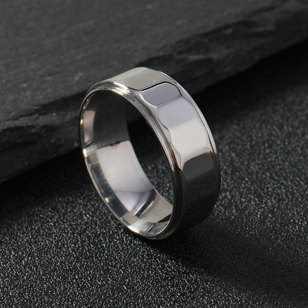 Stylish 8mm Stainless Steel Ring with Simple Grinding Polygon Design - Image 3