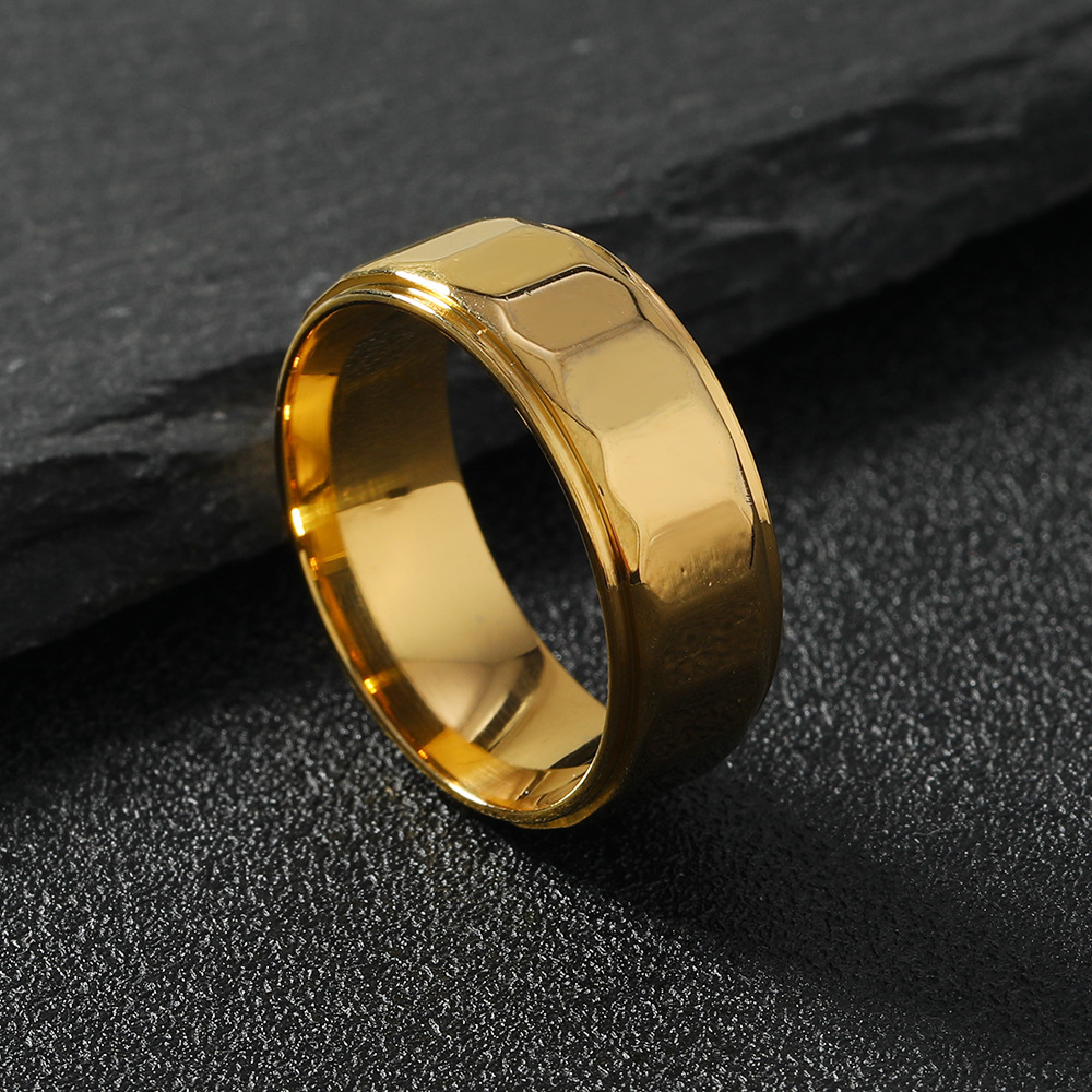Stylish 8mm Stainless Steel Ring with Simple Grinding Polygon Design - Image 4