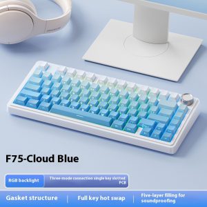 Full-Key Hot Plug Three-Mode Wireless Bluetooth Keyboard for Versatile Use