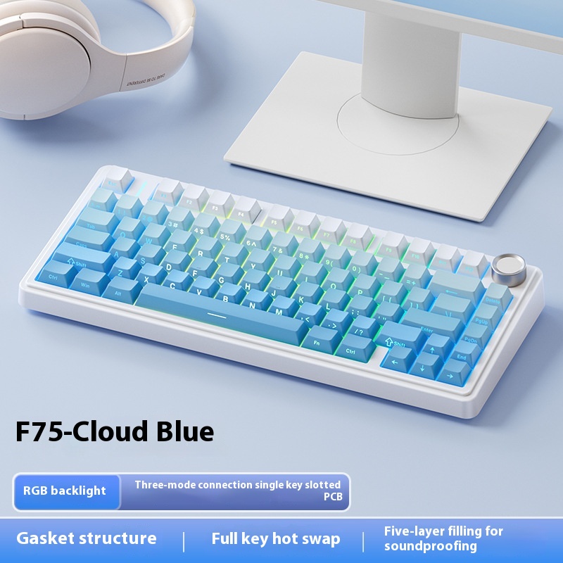 Full-Key Hot Plug Three-Mode Wireless Bluetooth Keyboard for Versatile Use