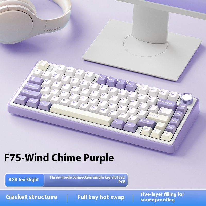 Full-Key Hot Plug Three-Mode Wireless Bluetooth Keyboard for Versatile Use - Image 3