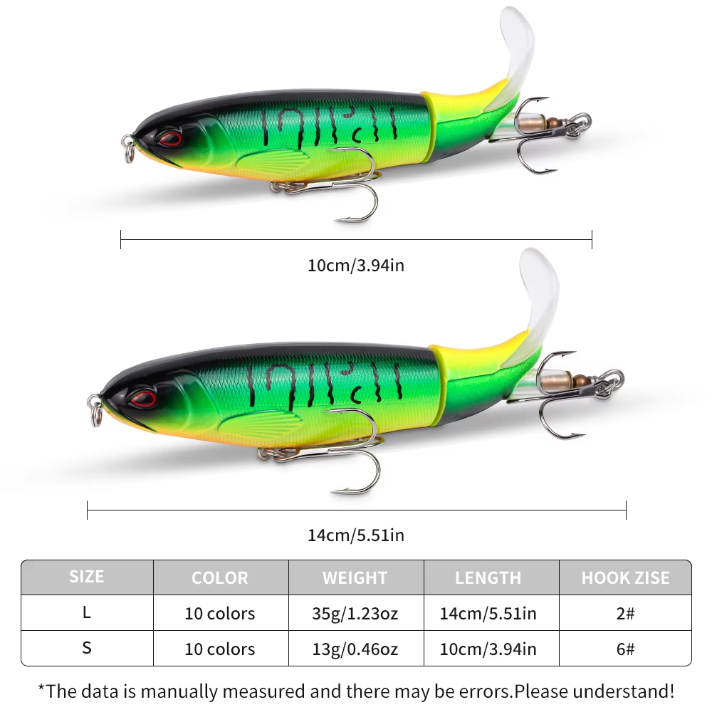 10pcs 1set 35g 14cm Realistic Topwater Fishing Lure Kit with Lifelike Swiveling Tail for Freshwater & Saltwater Fishing - Image 2