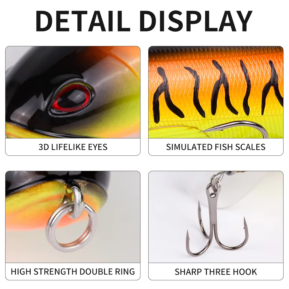 10pcs 1set 35g 14cm Realistic Topwater Fishing Lure Kit with Lifelike Swiveling Tail for Freshwater & Saltwater Fishing - Image 4