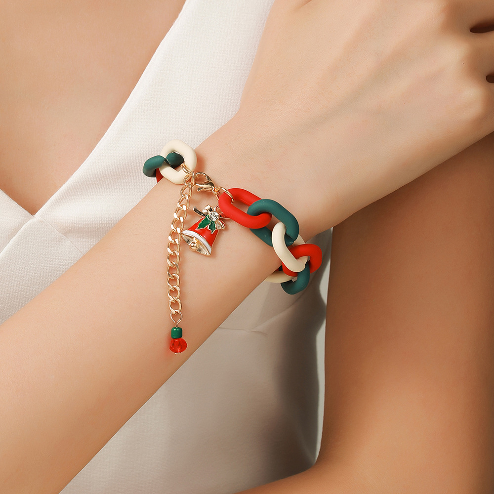 Stylish Christmas Metal Chain Bracelet for Men & Women - Santa Claus, Christmas Tree, Snowflake, Snowman Pearl Bangles - Perfect New Year Gifts - Image 4