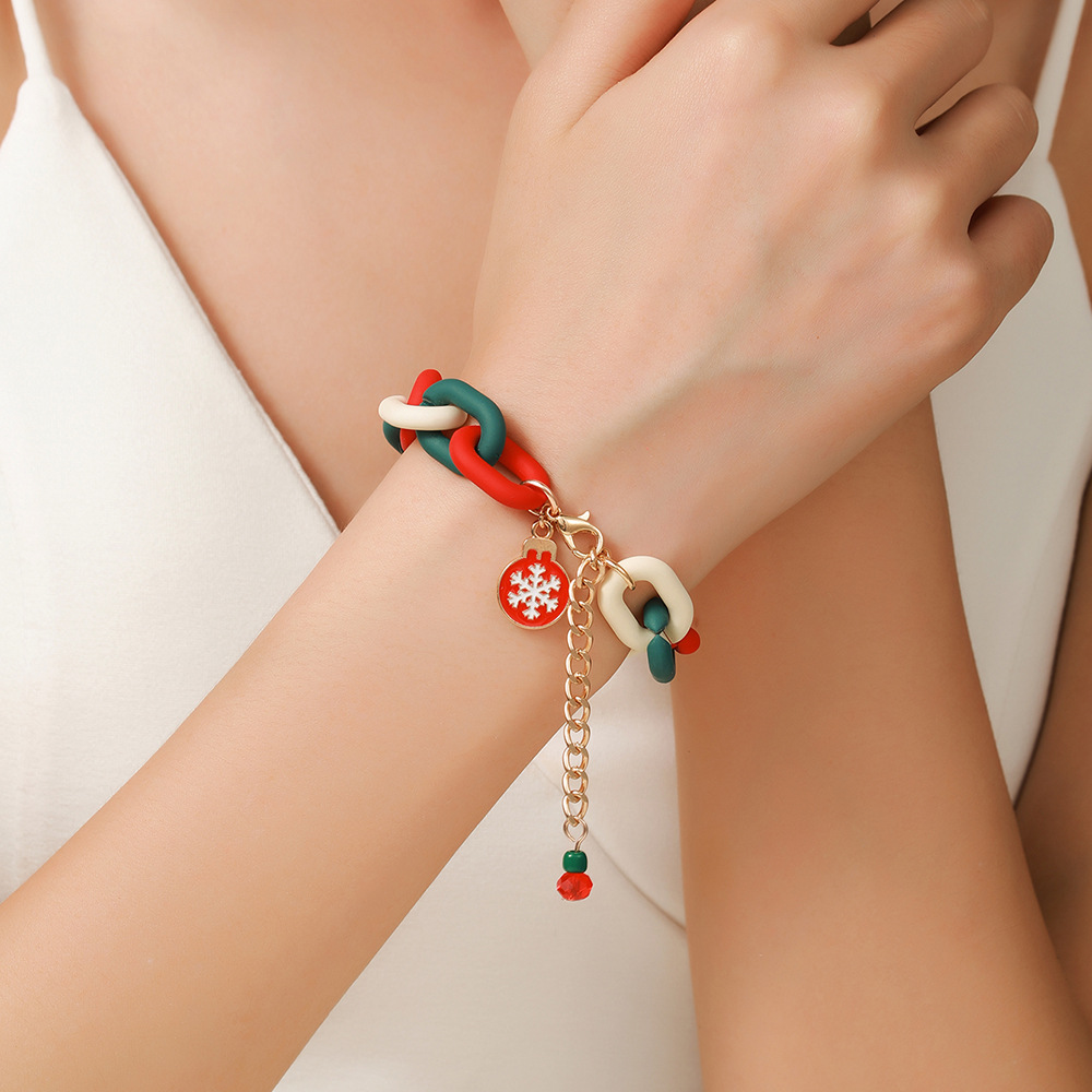 Stylish Christmas Metal Chain Bracelet for Men & Women - Santa Claus, Christmas Tree, Snowflake, Snowman Pearl Bangles - Perfect New Year Gifts - Image 6