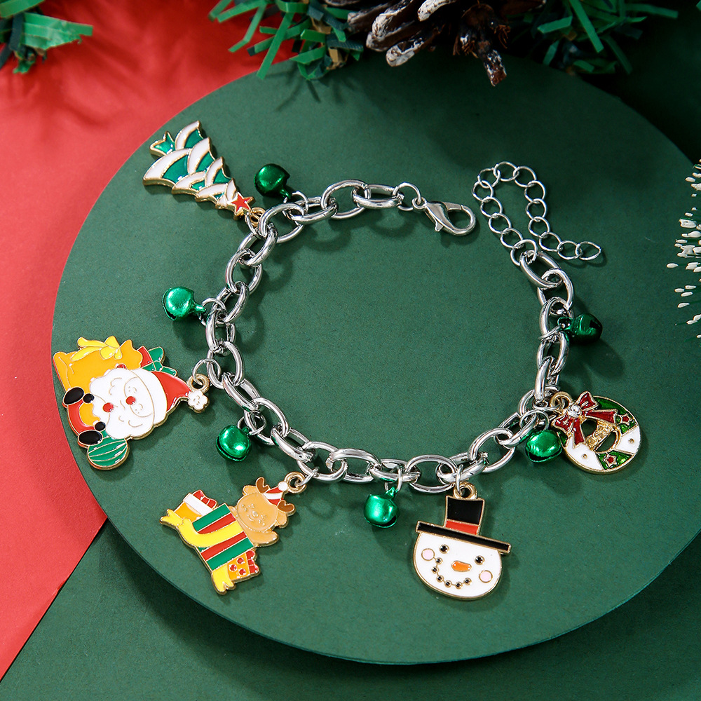 Stylish Christmas Metal Chain Bracelet for Men & Women - Santa Claus, Christmas Tree, Snowflake, Snowman Pearl Bangles - Perfect New Year Gifts - Image 15