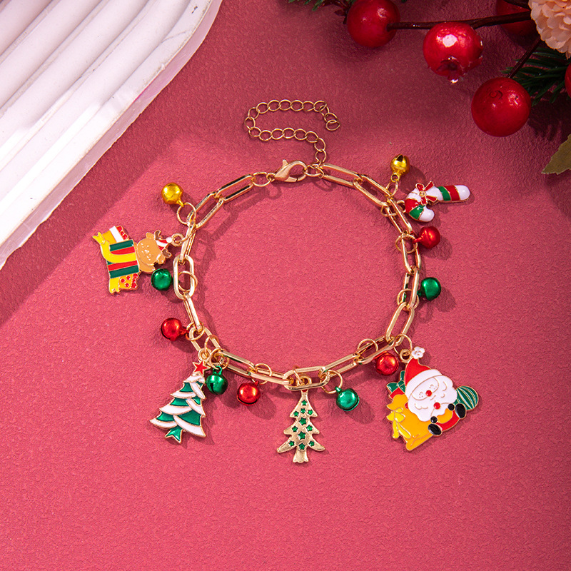 Stylish Christmas Metal Chain Bracelet for Men & Women - Santa Claus, Christmas Tree, Snowflake, Snowman Pearl Bangles - Perfect New Year Gifts - Image 23