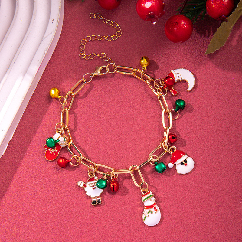 Stylish Christmas Metal Chain Bracelet for Men & Women - Santa Claus, Christmas Tree, Snowflake, Snowman Pearl Bangles - Perfect New Year Gifts - Image 25