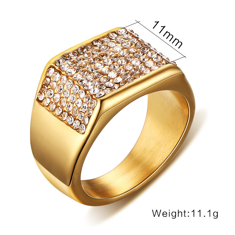 Stylish Titanium Steel Diamond Men's Ring - Durable & Elegant Design - Image 2
