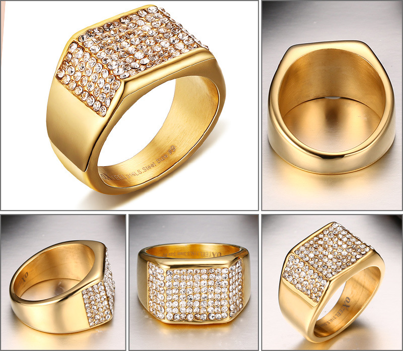 Stylish Titanium Steel Diamond Men's Ring - Durable & Elegant Design - Image 4