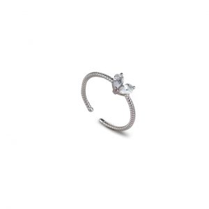 S925 Sterling Silver French Style Love Heart-Shaped Open Ring for Women - Elegant Hand Jewelry